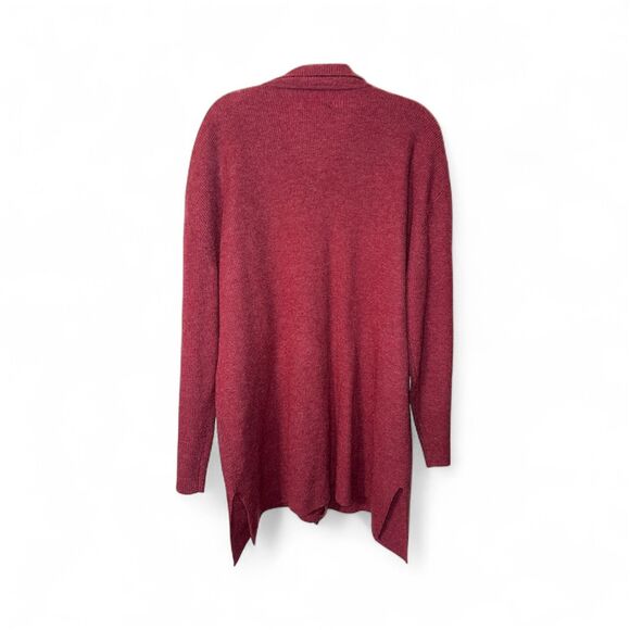 Vintage Eddie Bauer Sweater Lambswool Cardigan Ribbed Burgundy Red Womens Large - Picture 2 of 4